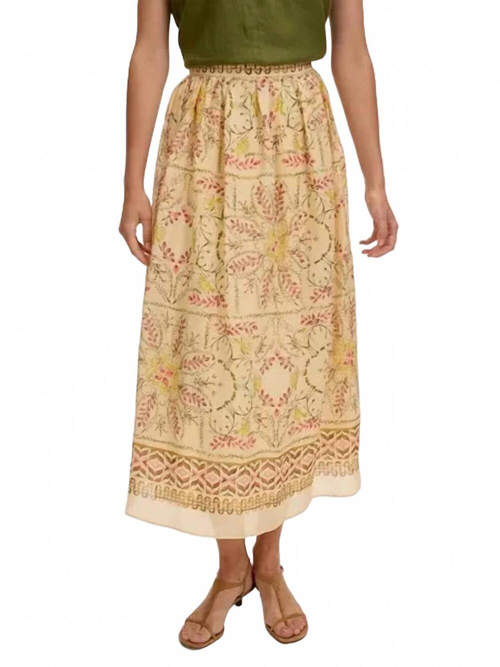 NEW EXQUISE printed midi skirt in cachet